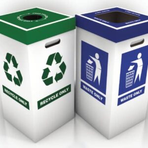 *New* One Earth ''Recycle ONLY'' Printed Cardboard Box Set: Box + Lid + Trash Bag Set (Recycle Only Print), Quantity = 10 Sets,Green