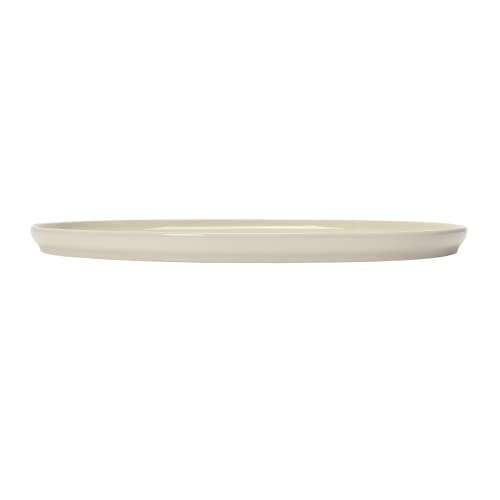 Creative Co-Op Oval Debossed Stoneware Platter, Cream and Green Reactive Glaze, 14''L x 10''W x 1''H