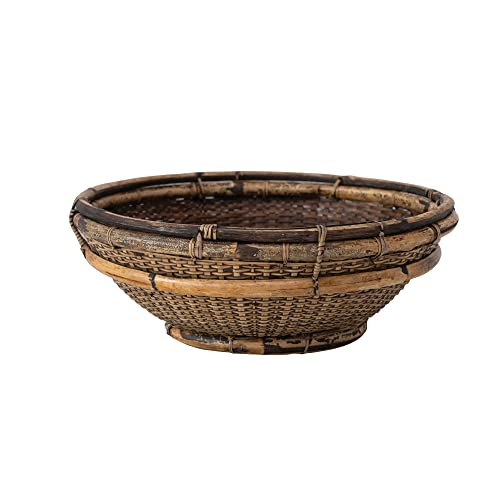 Creative Co-Op Handwoven Bamboo and Rattan Bowl, Distressed Finish Decorative Storage, 14" L x 14" W x 5" H, Natural