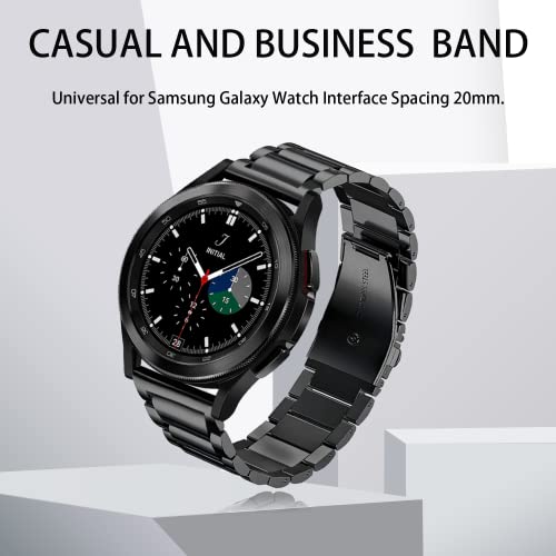 Samsung Galaxy Watch 6 Band Classic 43mm 47mm 40mm 44mm, Samsung Galaxy Watch 5 Band Pro 45mm 40mm 44mm, Samsung Galaxy Watch 4 Band Classic 40mm 44mm 42mm 46mm Men 20mm Metal Business Band Solid Stainless Steel (Black)