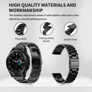 Samsung Galaxy Watch 6 Band Classic 43mm 47mm 40mm 44mm, Samsung Galaxy Watch 5 Band Pro 45mm 40mm 44mm, Samsung Galaxy Watch 4 Band Classic 40mm 44mm 42mm 46mm Men 20mm Metal Business Band Solid Stainless Steel (Black)