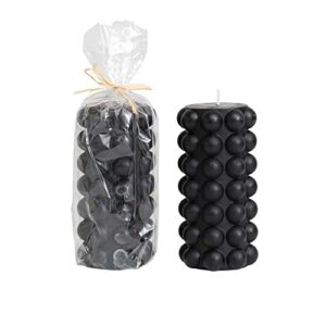 creative co-op unscented hobnail pillar, black candles, 3" l x 3" w x 6" h