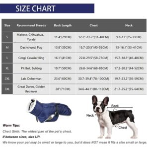 Mklhgty Dog Coat, Reflective & Adjustable Dog Winter Coat with Buckle Fleece Turtleneck for Small Medium Large Dogs, Windproof Waterproof Snow Jacket Vest with Leash Hole for Cold Weather