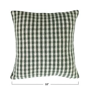 Creative Co-Op Creative Co-Op Woven Recycled Cotton Blend Pillow Gingham, Green and White