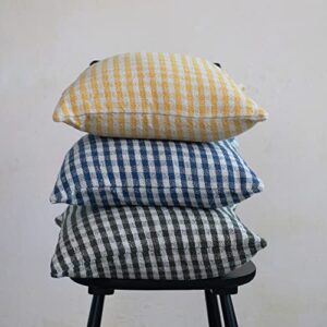 Creative Co-Op Creative Co-Op Woven Recycled Cotton Blend Pillow Gingham, Green and White