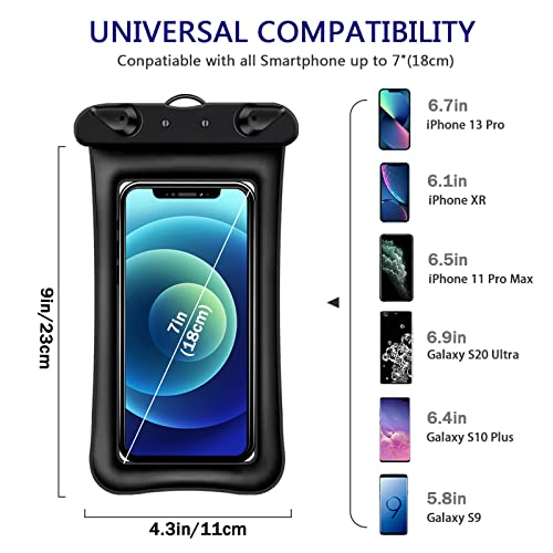 Joyexer Universal Cellphone Waterproof Pouch Dry Bag Underwater Phonne Case for iPhone 13 12 Pro Max 11 Pro Max 13 Mini Xs Max XR X 8 7 6, Galaxy S20 Ultra S10 Note10 up to 7",Black