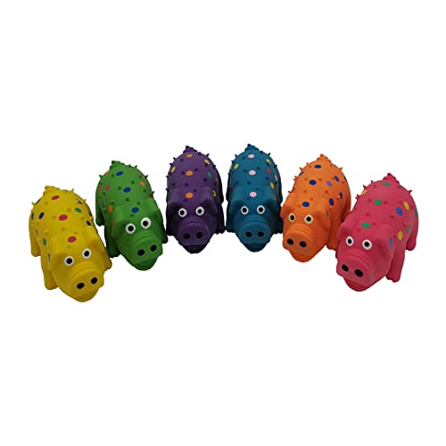 Hoiasem 6 Pack 4 Inch Mini Latex Dog Squeaky Toys Polka Dot Piglet Pig Dog Toy for Small Dogs