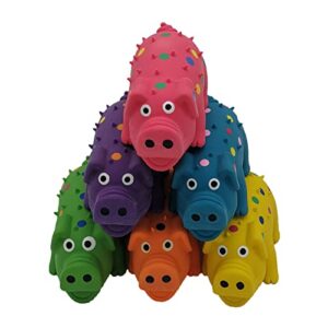 Hoiasem 6 Pack 4 Inch Mini Latex Dog Squeaky Toys Polka Dot Piglet Pig Dog Toy for Small Dogs