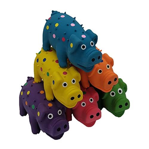 Hoiasem 6 Pack 4 Inch Mini Latex Dog Squeaky Toys Polka Dot Piglet Pig Dog Toy for Small Dogs