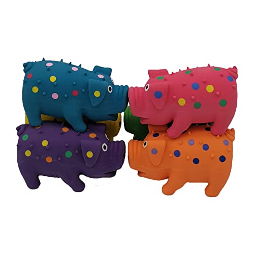 Hoiasem 6 Pack 4 Inch Mini Latex Dog Squeaky Toys Polka Dot Piglet Pig Dog Toy for Small Dogs