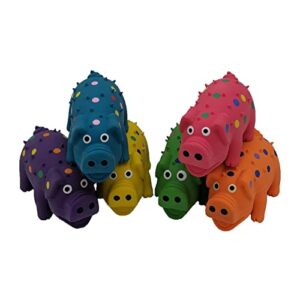 Hoiasem 6 Pack 4 Inch Mini Latex Dog Squeaky Toys Polka Dot Piglet Pig Dog Toy for Small Dogs