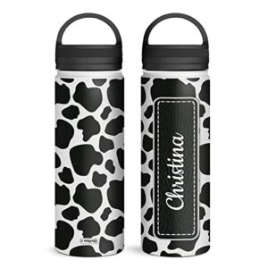 winorax personalized cow water bottle cows print pattern design water bottle insulated stainless steel sports travel coffee bottles 12oz 18oz 32oz back to school cup gift for animals lovers women