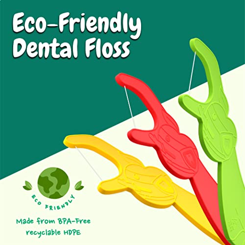 Dr. Ram's Fun Flexi Flossers for Kids - 300 Count Kids Dental Floss - Anti-Ouch Shape with Puzzle and Game - Light Citrus Fruit Scent Kid Floss