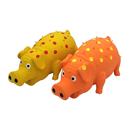 Hoiasem 2 Pack Latex Dog Squeaky Toys Polka Dot Piglet Pig Dog Toy for Small Medium Large Dogs