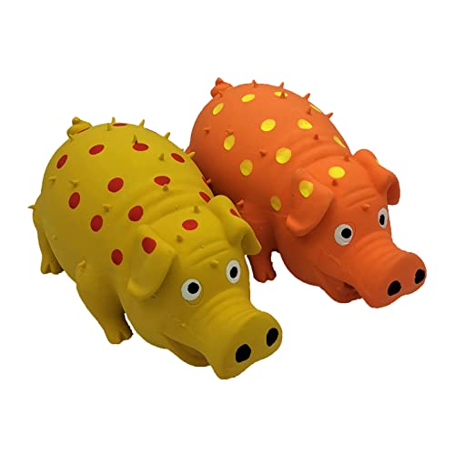 Hoiasem 2 Pack Latex Dog Squeaky Toys Polka Dot Piglet Pig Dog Toy for Small Medium Large Dogs