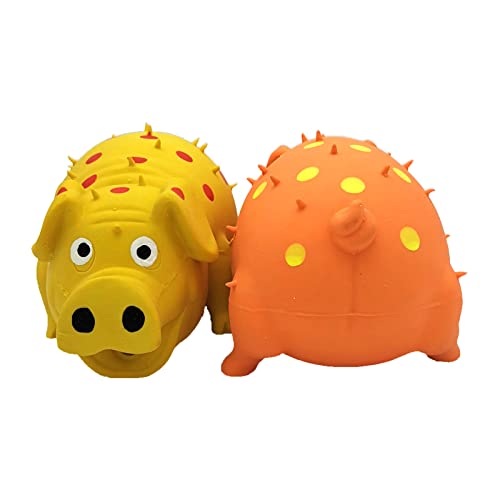 Hoiasem 2 Pack Latex Dog Squeaky Toys Polka Dot Piglet Pig Dog Toy for Small Medium Large Dogs