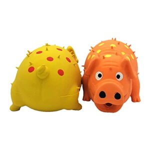 Hoiasem 2 Pack Latex Dog Squeaky Toys Polka Dot Piglet Pig Dog Toy for Small Medium Large Dogs