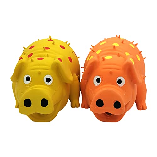 Hoiasem 2 Pack Latex Dog Squeaky Toys Polka Dot Piglet Pig Dog Toy for Small Medium Large Dogs