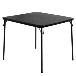 vecelo 34'' portable folding card table square with collapsible legs & vinyl upholstery, metal, black
