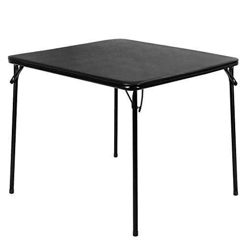 VECELO 34'' Portable Folding Card Table Square with Collapsible Legs & Vinyl Upholstery, Metal, Black