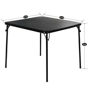 VECELO 34'' Portable Folding Card Table Square with Collapsible Legs & Vinyl Upholstery, Metal, Black