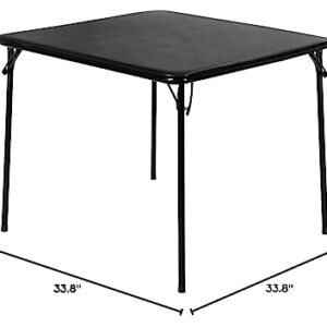 VECELO 34'' Portable Folding Card Table Square with Collapsible Legs & Vinyl Upholstery, Metal, Black