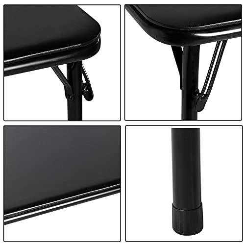 VECELO 34'' Portable Folding Card Table Square with Collapsible Legs & Vinyl Upholstery, Metal, Black