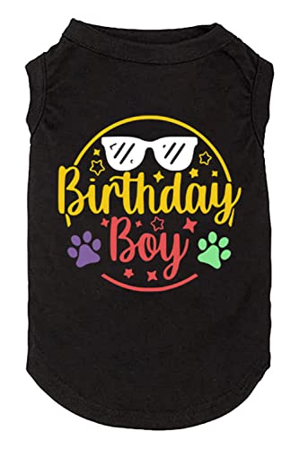 weokwock Dog Birthday Gift Clothes Boy Girl Birthday Shirt for Small Large Dog Brithday Vest for Doggy Puppy Clothes (1, 2, Small, Black-1)