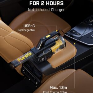 Fanttik RobustClean™ V9 Mate Cordless Car Vacuum, 13kPa/40AW, Handheld Vacuum with Various Attachments, 2-Hour Fast Charge, Lightweight Cordless Vacuum with LED-Display&Light, for Car Home Cleaning