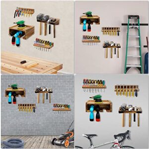 Tool Organizer Wall Mount Garage Hanger Rack for Screwdriver, Pliers, Cordless Drill, Multifunction Wood Tool Storage Organization Holder