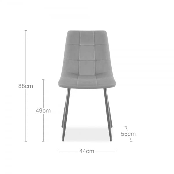 ROVOZAR Dining Chair, Gray Velvet,Simple and Modern Design for Dinner and Home,Without Armrest (Set of 2 Chairs)