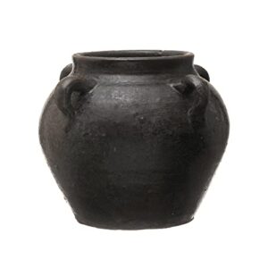 creative co-op found decorative clay jar, distressed black, 7''