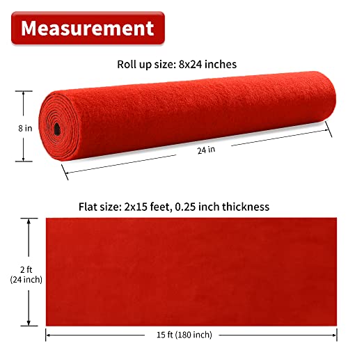 HOMBYS Extra Thick Red Carpet Runner for Events, 2x15 Feet Not Slip Red Aisle Runway Rug for Party Wedding & Special Events Decorations