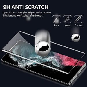 [2+2 Pack] Galaxy S22 Ultra Screen Protector, 9H Tempered Glass, Ultrasonic Fingerprint Support, 3D Curved, HD Clear Scratch Resistant for Samsung Galaxy S22 Ultra 5G Glass Screen Protector