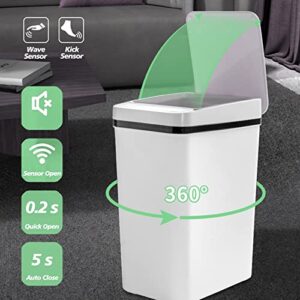 FUNTOOB Sensor Trash Can Automatic Motion Sensor Trash Can 2.5 Gallon Bathroom Trash Cans with Lids Small Garbage Bin for Bedroom Bathroom Office