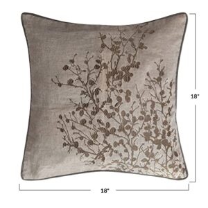 Creative Co-Op Creative Co-Op Linen and Cotton Pillow with Embroidery Piping, Grey and Brown