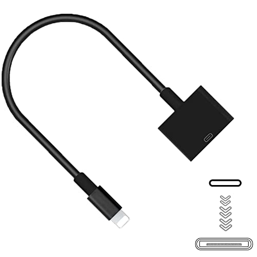 Apple Lightning to 30-Pin Adapter, MFi Certified 8 Pin Male to 30 Pin Female Connector Converter with iPhone Charger Cable Cord Compatible iPhone 12 11 X 7 6P 5S 4S 4 3 3G/iPad/iPod (Black)