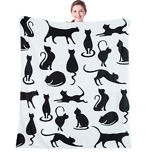 Cat Throw Blanket for Cat Lovers Black Cats Blanket Cat Print Blanket Cute Blankets Cat Plush Blanket Cat Blanket for Women Cat Themed Gifts for Women (50 * 60inchs,cat4)