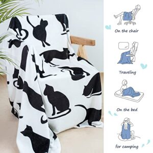 Cat Throw Blanket for Cat Lovers Black Cats Blanket Cat Print Blanket Cute Blankets Cat Plush Blanket Cat Blanket for Women Cat Themed Gifts for Women (50 * 60inchs,cat4)