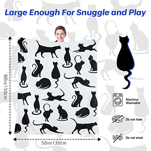 Cat Throw Blanket for Cat Lovers Black Cats Blanket Cat Print Blanket Cute Blankets Cat Plush Blanket Cat Blanket for Women Cat Themed Gifts for Women (50 * 60inchs,cat4)