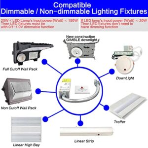 20W LED Emergency Driver 100-247V AC, 175V DC Rechargeable LED Emergency Light Backup Battery, UL Listed with 5-Year Warranty, Over 90mins Emergency Time,for Panel Light, Linear Light(10Pack) White