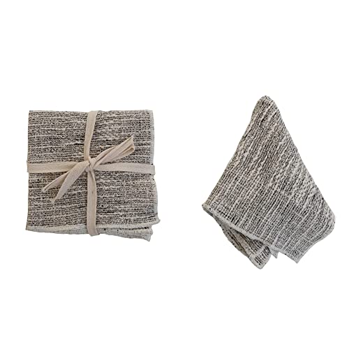 Bloomingville Bloomingville Woven Cotton Slub Dish Cloths, Black and White, Set of 3