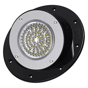 leisure led rv exterior round surface mount flood porch utility light - black 12v 1100 lumen lighting fixture replacement lighting for weekend warrior rvs, trailers, campers, 5th wheels (black)