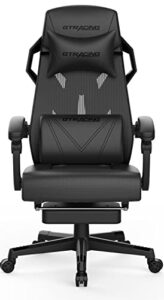 gtracing gaming chair, computer chair with mesh back, ergonomic gaming chair with footrest, reclining gamer chair with adjustable headrest and lumbar support for gaming and office, black