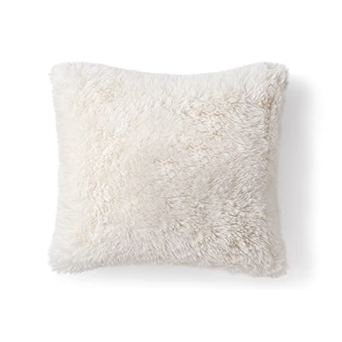 Cozy Bliss Super Soft Fuzzy Faux Fur Throw Pillowcovers for Couch, Long Hair Fluffy Shaggy Throw Pillowcases, Luxury Plush Decorative Pillow Covers for Sofa Bed(20" x 20", Ivory)