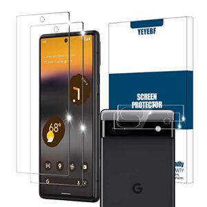 yeyebf google pixel 6a 5g screen protector + camera lens protectors, [2+2 pack] full coverage tempered glass screen protector for google pixel 6a 5g-6.1 inch [case-friendly][fingerprint compatible]