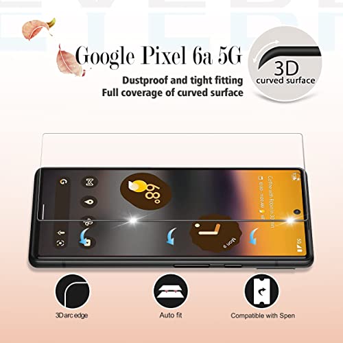 YEYEBF Google Pixel 6A 5G Screen Protector + Camera Lens Protectors, [2+2 Pack] Full Coverage Tempered Glass Screen Protector for Google Pixel 6a 5G-6.1 Inch [Case-Friendly][Fingerprint Compatible]