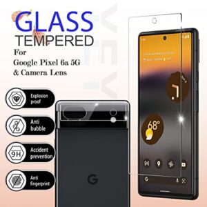 YEYEBF Google Pixel 6A 5G Screen Protector + Camera Lens Protectors, [2+2 Pack] Full Coverage Tempered Glass Screen Protector for Google Pixel 6a 5G-6.1 Inch [Case-Friendly][Fingerprint Compatible]