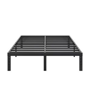 jenlly queen bed frame 14 inch metal platform bed frame with heavy duty steel slat support/noise-free/no box spring needed/modern queen bed frame with storage/easy assembly, black…
