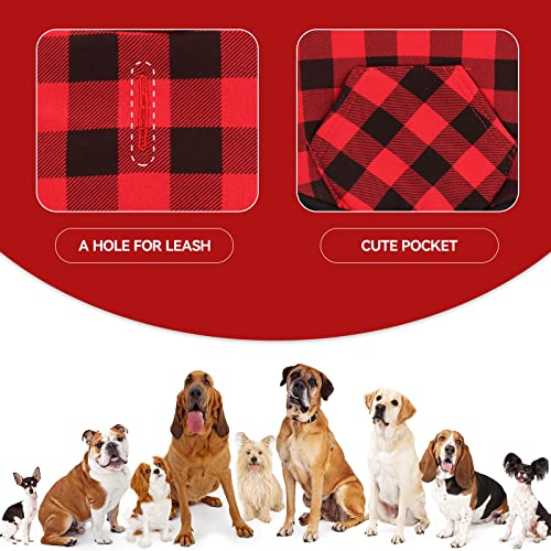 Dog Hoodie Dog Sweater Red Buffalo Plaid Dog Clothes Warm and Soft Breathable Cozy Medium Dog Hoodie Dog Sweaters for Medium Dogs with Pocket(M)